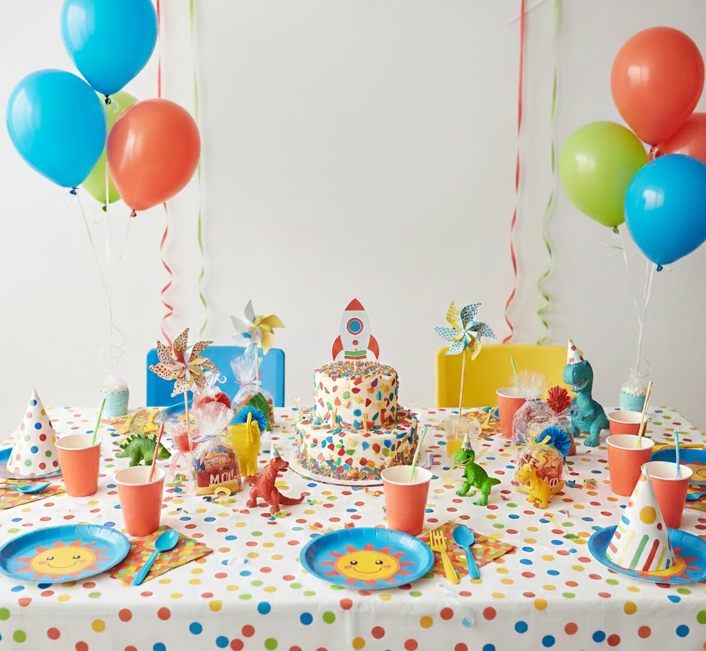 Colorful kids birthday party decorations